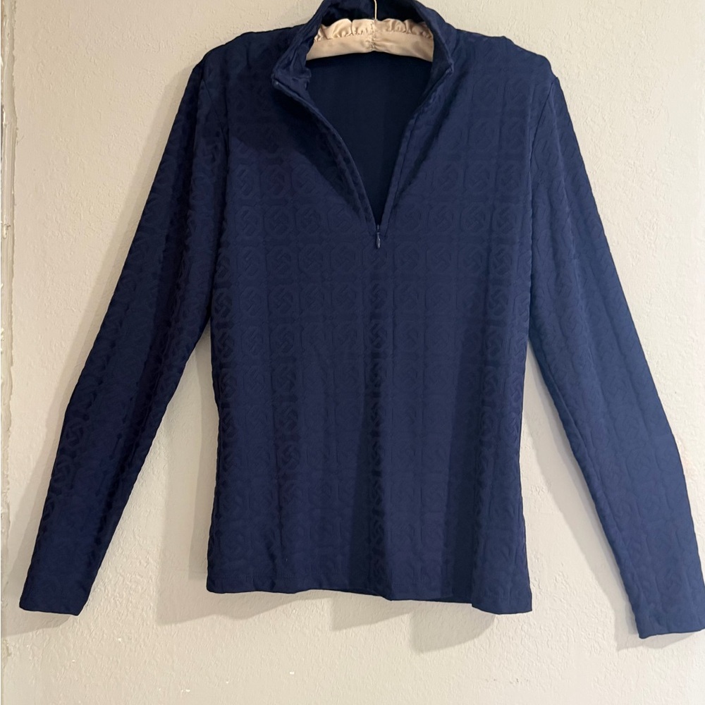J. McLaughlin Textured Navy Top - Picture 3 of 9